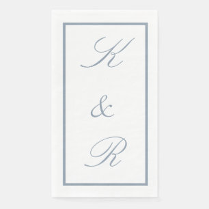 Serviette En Papier Monogramme Initial Bleu Poussiéreux Mariage Modern