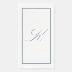 Serviette En Papier Monogramme Initial Bleu Poussiéreux Mariage Récept