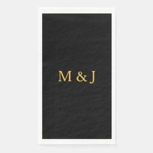 Serviette En Papier Monogramme initial Gold Noir Nom personnalisé Mode