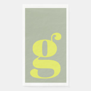 Serviette En Papier Monogramme Initial Minimaliste Gras Chartreuse Sag