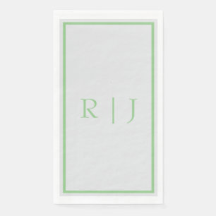 Serviette En Papier Monogramme Initial Vert Sauge Gris Clair Mariage