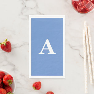 Serviette En Papier Monogramme initiale blanc nom personnalisé bleu ba