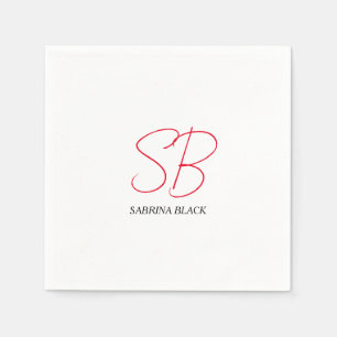 Serviette En Papier Monogramme Initiales Nom Plain Moderne Minimaliste