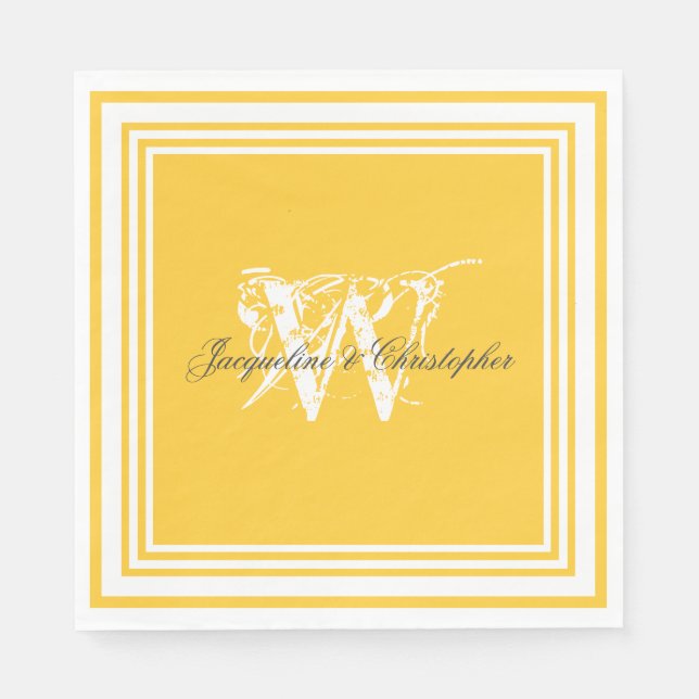 Serviette En Papier Monogramme jaune soleil Élégant papier de gâteau d (Devant)