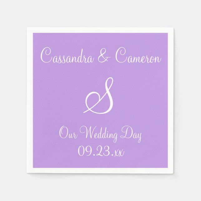 Serviette En Papier Monogramme Lavande Lavande Simple Coordination Cou (Devant)