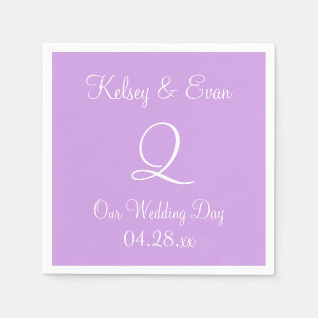 Serviette En Papier Monogramme Lavande Pale Formelle Pleine Couleur Se (Devant)
