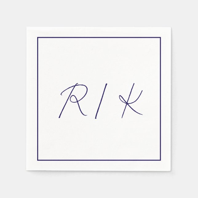 Serviette En Papier Monogramme Lettres élégantes initiales Mariage ble (Devant)