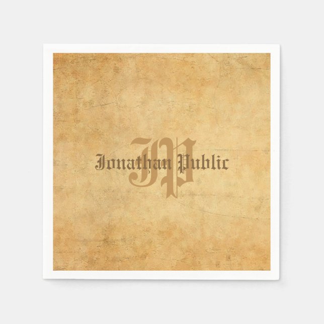 Serviette En Papier Monogramme manuscrit Élégant Modèle nostalgique (Devant)