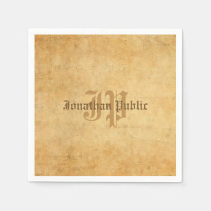 Serviette En Papier Monogramme manuscrit Vieux papier Look Modèle Cool