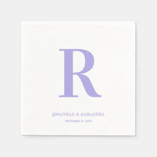 Serviette En Papier Monogramme Mariage blanc et périphérique moderne