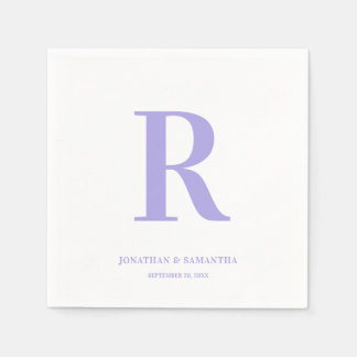 Serviette En Papier Monogramme Mariage blanc et périphérique moderne