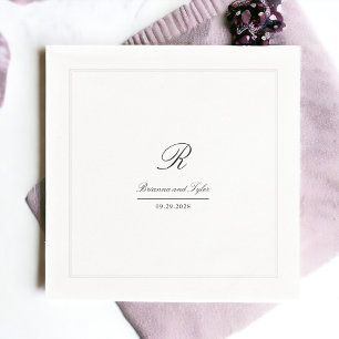 Serviette En Papier Monogramme Mariage classique simple et élégant