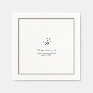 Serviette En Papier Monogramme Mariage classique simple et élégant