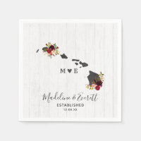 Monogramme Mariage de bois rustique Hawaii State