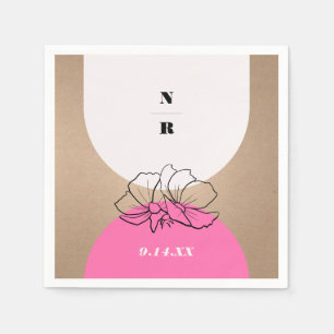 Serviette En Papier Monogramme Mariage floral Arche rose