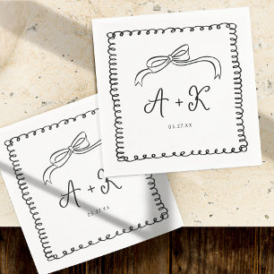 Serviette En Papier Monogramme Mariage français amusant tiré à la main