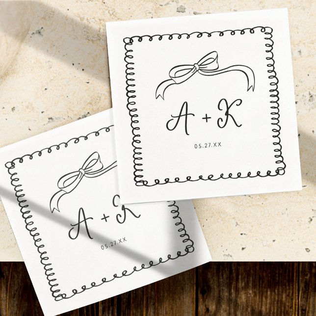 Serviette En Papier Monogramme Mariage français amusant tiré à la main (Créateur téléchargé)