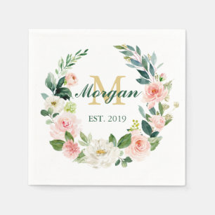 Serviette En Papier Monogramme Mariage Napkin établi