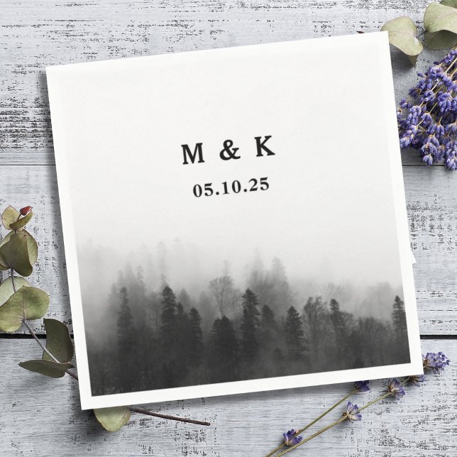 Serviette En Papier Monogramme Mariage personnalisé simple Arbres rust (Créateur téléchargé)