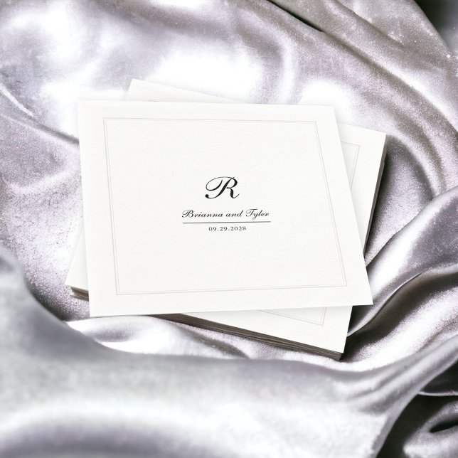Serviette En Papier Monogramme Mariage traditionnel simple et élégant (Créateur téléchargé)