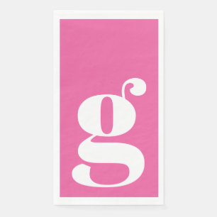 Serviette En Papier Monogramme minimal initial en gras rose chaud