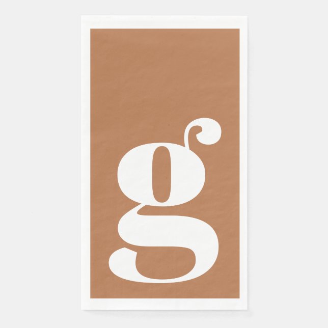 Serviette En Papier Monogramme minimal initial Gras Terracotta (Devant)