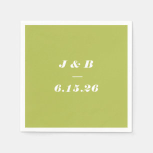 Serviette En Papier Monogramme minimaliste Chaux Chartreuse Mariage Pe