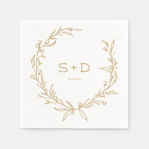 Serviette En Papier Monogramme minimaliste Cocktail Mariage traditionn