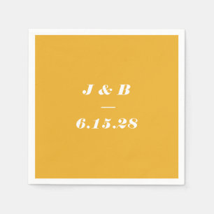 Serviette En Papier Monogramme minimaliste Été Jaune Mariage personnal