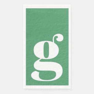Serviette En Papier Monogramme Minimaliste Initiale Gras Vert Kelly