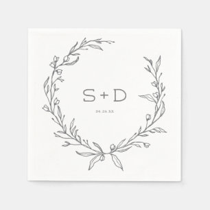Serviette En Papier Monogramme minimaliste Mariage traditionnel Cockta