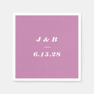 Serviette En Papier Monogramme Minimaliste Mariage Violet Poussiéreux
