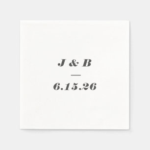 Serviette En Papier Monogramme minimaliste Noir Blanc Personnalisé Mar