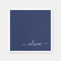 Monogramme moderne bleu marine et blanc