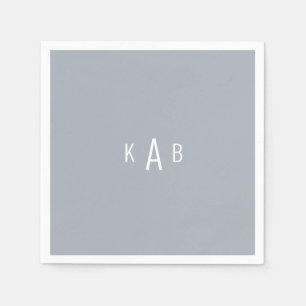Serviette En Papier Monogramme moderne Dusty Blue Cocktail serviettes