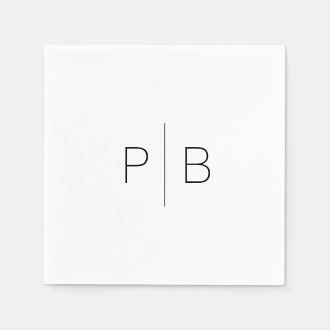 Serviette En Papier Monogramme moderne élégant Mariage simple (Devant)