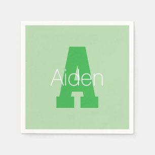 Serviette En Papier Monogramme moderne Pale & Kelly Green