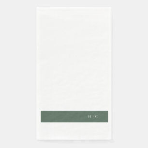 Serviette En Papier Monogramme Moderne Sage Moss Plain Mariage simple