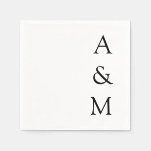 Serviette En Papier Monogramme monogramme minimaliste Mariage noir bla