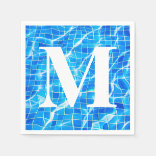 Serviette En Papier Monogramme Monogramme Piscine Bleue Aquatique