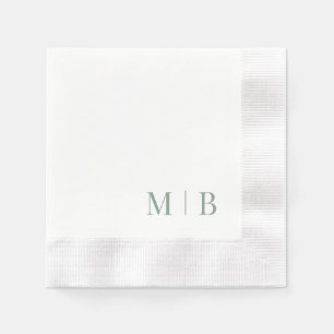 Serviette En Papier Monogramme noir contemporain Mariage blanc