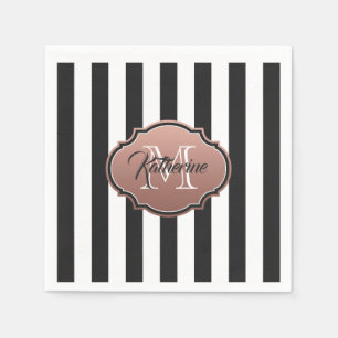 Serviette En Papier Monogramme noir et blanc