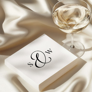 Serviette En Papier Monogramme noir et blanc esperluette Luxe Mariag