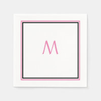 Monogramme noir rose Premier nom personnalisé Cool