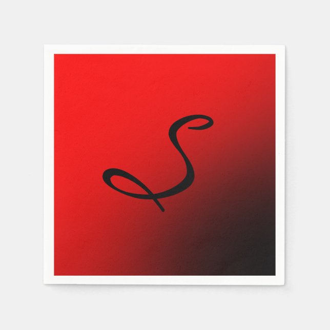 Serviette En Papier Monogramme noir rouge élégant professionnel initia (Devant)