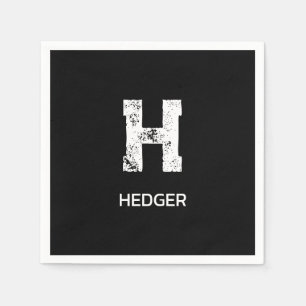 SERVIETTE EN PAPIER MONOGRAMME NOM À UNE LETTRE BLANC MINIMALISTE NOIR