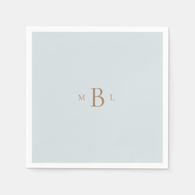 Serviette En Papier Monogramme or Ice Blue Mariage serviettes (Devant)
