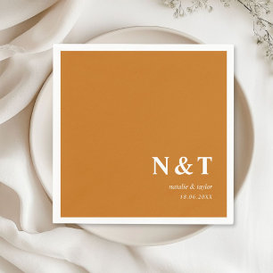 Serviette En Papier monogramme orange-brun