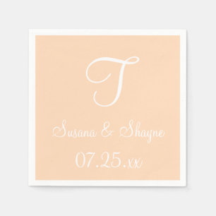 Serviette En Papier Monogramme Peach Puff Simple Color Coordination Na