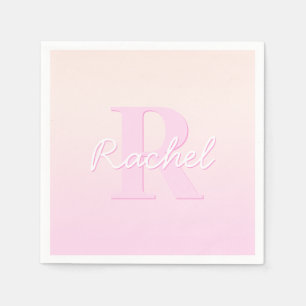 Serviette En Papier Monogramme personnalisable   Ombre de la pêche et 